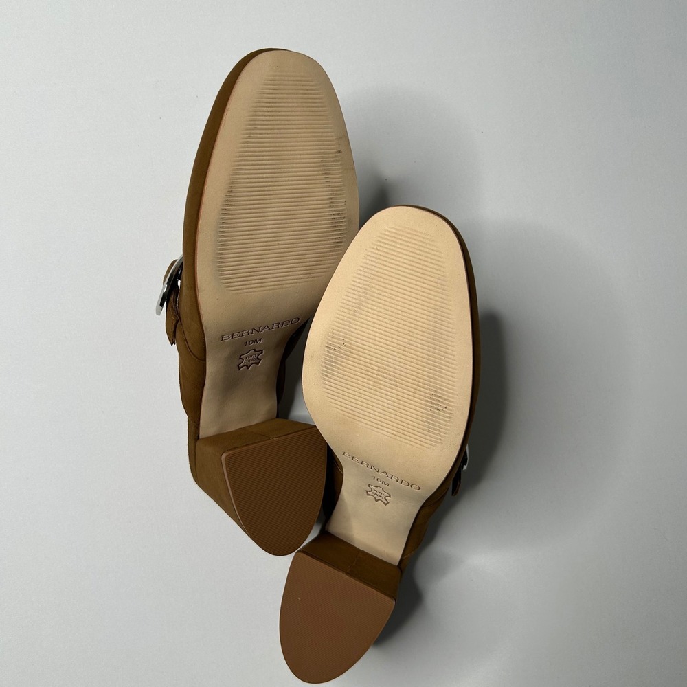 Bernardo Women's Mules Clogs Buckle Detail Block Heel Brown Leather Shoes - Picture 7 of 7